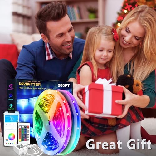 DAYBETTER Led Strip Lights 200 ft (2 Rolls of 100 ft) Ultra Long Smart Light Strips with App Voice Control Remote, RGB Music Sync Color Changing Lights for Bedroom, Kitchen, Party,Home Decoration - Image 2
