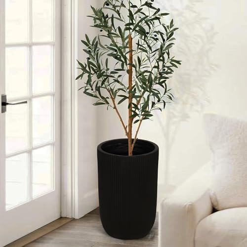 Oakrain 18" Tall Indoor Planter, Black Large Modern Decorative Pot - Image 5