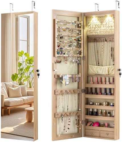 GIANTEX Wall or Door Mounted Jewelry Armoire with Full Length Mirror, 47.5" by Giantex
