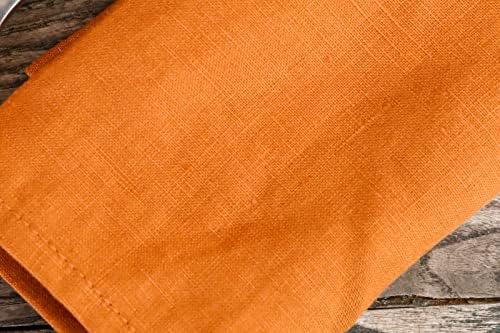 100% Pure Linen Dinner Cloth Fall Napkins 15 x 15 Inch Caramel - Set of 6 Pack European Flax Natural Fabric Washable for Thanksgiving Home and Kitchen - Image 4