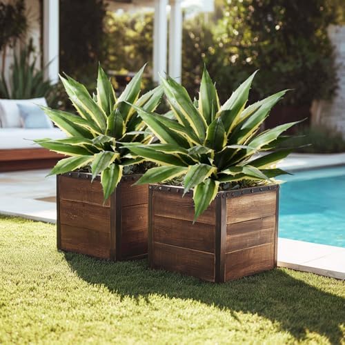 Artificial Agave Plant Fake Agave Planters for Indoor Outdoor Faux Agave Plants Real Touch Realistic Greenery for Home Living Room Office Bathroom Garden Front Porch Patio Decor (21inch-2 Pcs Yellow) - Image 5