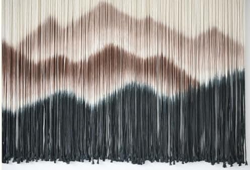 Macrame Wall Hanging Mountain Dip Dyed Brown Fiber Art Wall Decor 57"W*35"L - Image 5