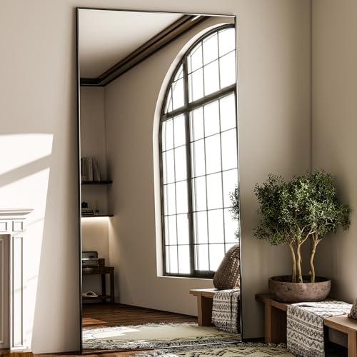 GLSLAND 71"x31" Full Length Mirror Large Floor Mirror with Stand, Black by GLSLAND