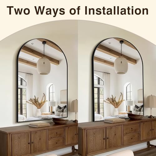 FICTOR 35" x 55" Arched Bathroom Vanity Mirror for Over Sink, Black - Image 4
