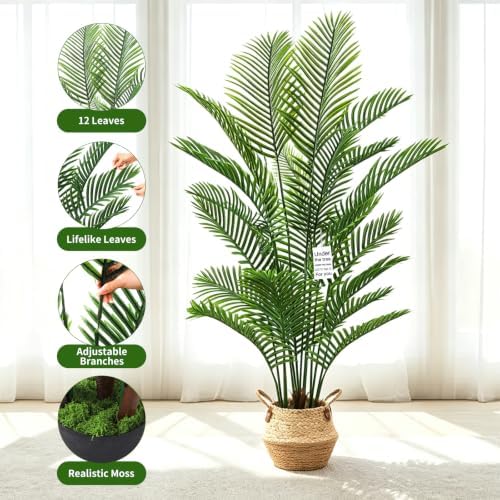 6FT Artificial Palm Tree with Hand-Woven Basket - Image 6