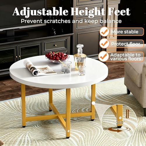 Round Coffee Table, Small Coffee Tables for Living Room, Gold Coffee Table - Image 3