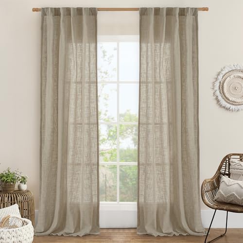 LAMIT Taupe Linen Curtains for Living Room Bedroom 84 inch Length 2 Panels by LAMIT
