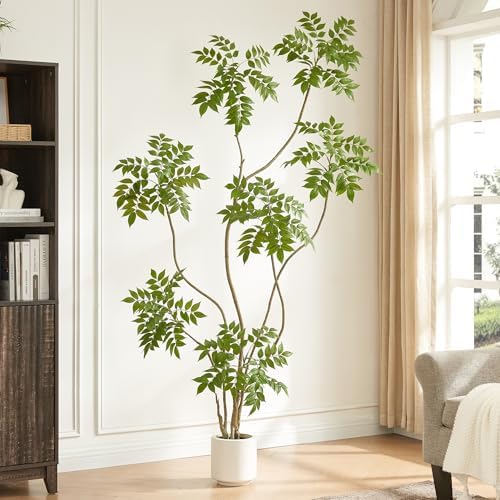 FloraFairy 6.5FT Artificial Sumac Tree in White Pot, Indoor Faux Plants by FloraFairy-StylishArtificialPlantsandPlanter