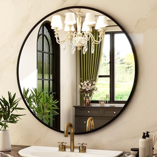 HARRITPURE 24 Inch Round Mirror Black Circle Bathroom Mirror - Image 3