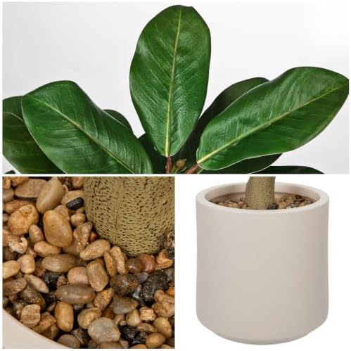 Briful 3 ft Artificial Magnolia Tree in Cream Plastic Pot - Image 3