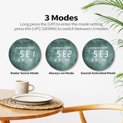 Digital LED Wall Clock for Home & Office, Moon, 12'' - Image 3