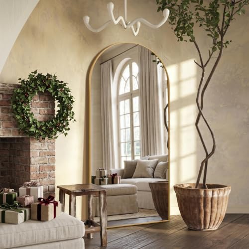 76"×35" Floor Mirror Full Length Arched Full Length Mirror Gold - Image 4
