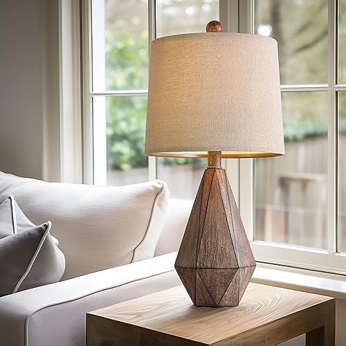 PoKat 20.25" Retro Farmhouse Table Lamp Set of 2, Small for Bedside, Brown - Image 3