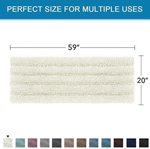 H.VERSAILTEX Bath Mats for Bathroom Non Slip Luxury Chenille Striped Bath Rug Absorbent Non Skid Fluffy Soft Shaggy Rugs Washable Dry Fast Plush Carpet Mats for Bath Room, Tub - Image 2
