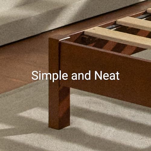 LIFEMENT Twin Bed Frame Signature Wood Platform, Noise Free, Under Bed Storage, No Box Spring Needed, Easy Assembly, Cherry - Image 4