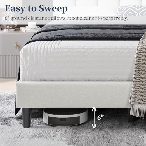 Yaheetech Queen Size Upholstered Tufted Bed Frame with Headboard - Image 6