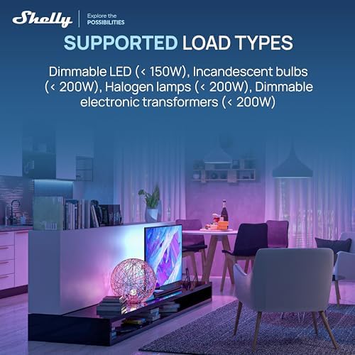 Shelly Dimmer Gen4 US UL, WiFi, Matter, Bluetooth, Zigbee Smart Dimming, Compatible with Matter, Home Assistant, Alexa, Google Home, HomeKit, Support LED Strips & Lamps, No Hub Required, Easy Control - Image 5