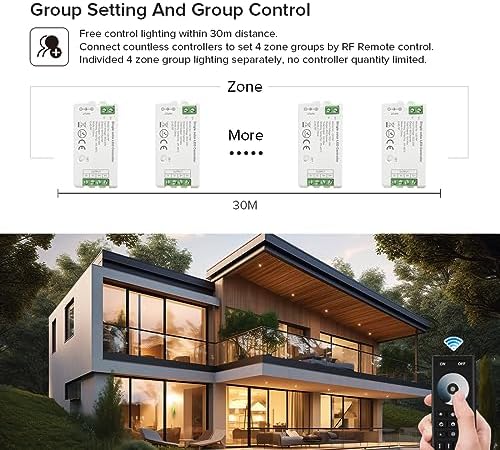 BTF-LIGHTING 5050SMD FCOB COB Dimming RF 2.4GHz Wireless Remote RC01RFB &2PCS C01RF Tuya Controller Kit 4 Zones Group Control PWM Single Color (+V -V) 2pin LED Neon Rope Light DC5V DC12V DC24V - Image 3