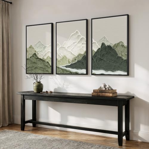 Framed Green Abstract Mountain Wall Art for Living Room, 3 Piece, 24x36 In - Image 2