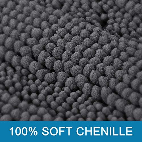 H.VERSAILTEX Bath Mats for Bathroom Non Slip Extra Thick Chenille Striped Bath Rug 24" x 36" Absorbent Non Skid Fluffy Soft Shaggy Rugs Washable Dry Fast Plush Mats for Indoor, Bath Room, Tub - Grey - Image 3