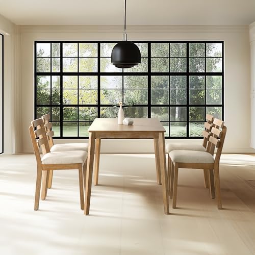 4-Piece Farmhouse Dining Set, Wooden Dining Table with 2 Chairs, Bench Seat - Image 2