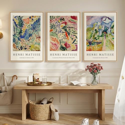 Large Framed Matisse Colorful Canvas Wall Art for Living Room, 3 Piece - Image 4