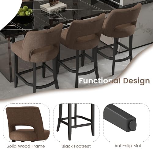 VKNOW Bar Stools Set of 6, 26" Upholstered Counter Height Bar Stools - Image 5