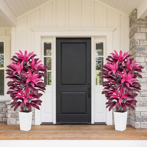 Artificial Dracaena Plant Fake Tree with Planter Faux Yucca Tall Fake Floor Plant, Artificial Trees for Home Bedroom Office Indoor Living Room Decoration (Purple, 6FT) - Image 7