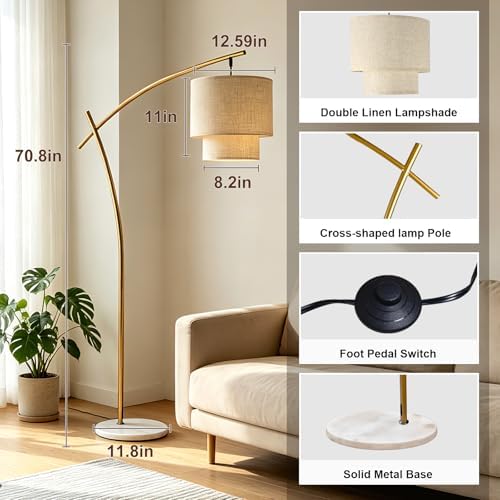RGBCW Arc Floor Lamp with Remote Control, Standing Lamp for Bedroom - Image 6