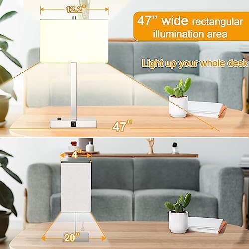 21" Touch Bedside lamps with 2 USB & AC Outlets, 3-Way Dimmable Bedside Table Lamps Set of 2 for Bedroom Living Room Office Reading, White Shade Lamps for Night Stands, 3000K LED Bulbs Included - Image 4