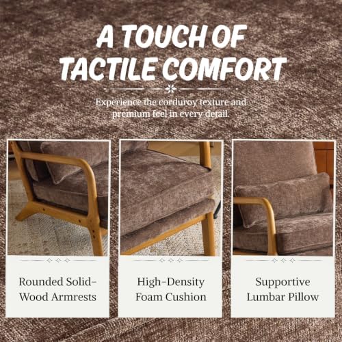 Karl home Mid-Century Modern Accent Reading Chair, Brown - Image 5