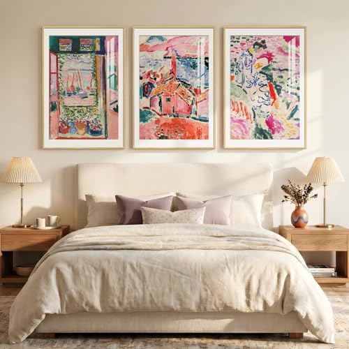 Large Framed Matisse Colorful Canvas Wall Art for Living Room, 3 Piece - Image 2