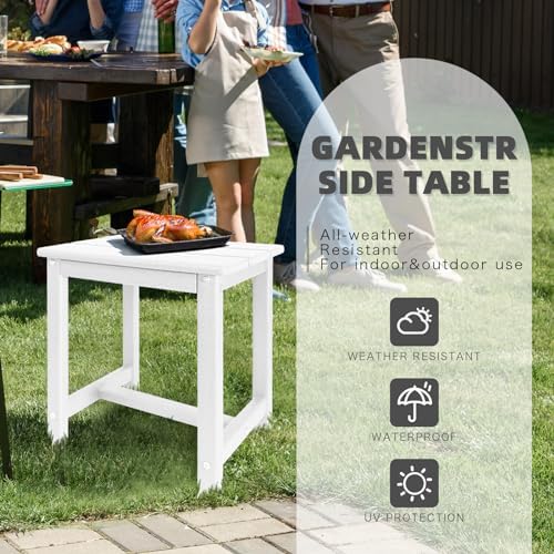 GARDENSTAR Adirondack Square Side Table,one-Tier Outdoor end Table, Patio Side Table for Pool,Porch,Backyard,Relaxing Companion (White) (Pack of 2) - Image 4