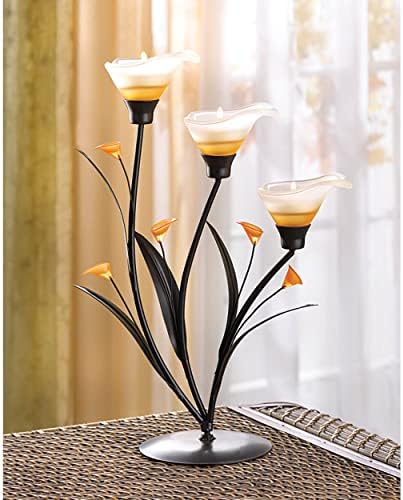 Accent Plus Candle Holder Christmas Decorations Indoor Outdoor Home Decor Valentine’s Day Amber Lilies Tabletop Christmas Candle Holder Wedding Centerpiece Tealight Candle, 9.3 X 4.75 X 13.3 Inches - Image 4