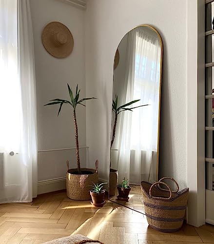Floor Mirror, 64"x21" Gold Full Length Mirror, Arched Mirror Full Length, Freestanding Mirrors, Arch Floor Length Mirrors with Thin Aluminum Frame Hanging or Leaning, Wall Mounted Mirror for Bedroom - Image 2