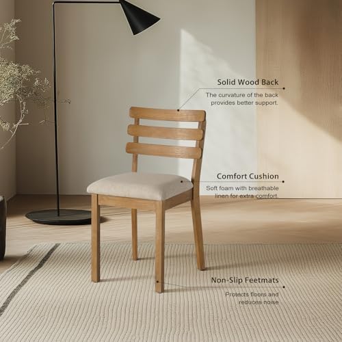 Farmhouse Dining Table Set for 4, Wooden Kitchen Table & Solid Wood Chairs - Image 5