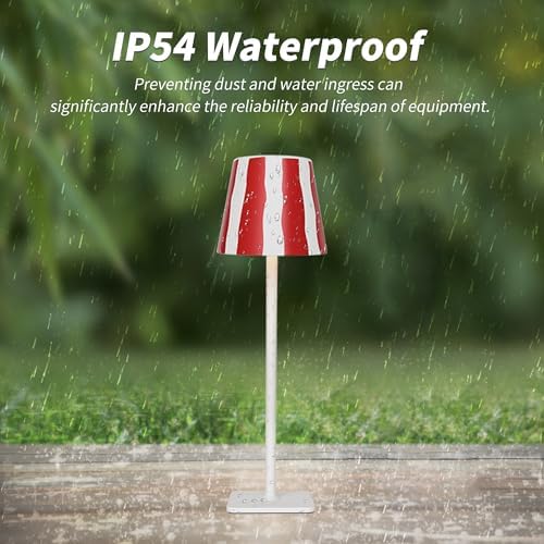 Mr. White Outdoor Waterproof Cordless Wireless Rechargeable Portable Top Touch Battery Operated Powered LED Table Lamp Desk Lamp Lights for Restaurant Kitchen Patio Dinner Dining (Red) - Image 6