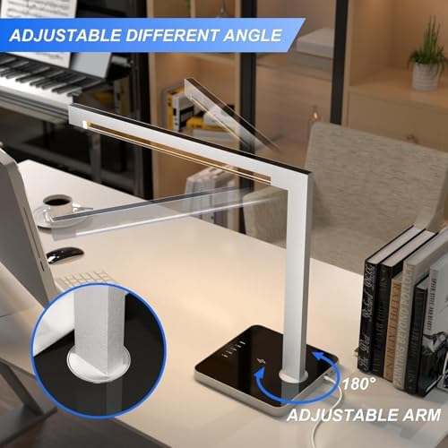 Aluminum LED Desk Lamp with Charging Station, 15W Table Lamp Work - Image 4