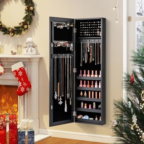 GIANTEX Wall or Door Mounted Jewelry Cabinet with Full Length Mirror - Image 3