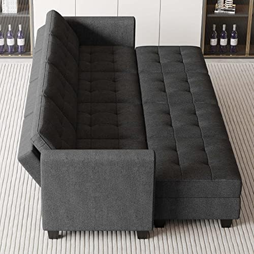 Belffin Storage Modular Sleeper Sofa Sectional Couch with Wide Chaises Convertible Sectional Sofa Bed Modular Sleeper Couch Bed Dark Grey - Image 5