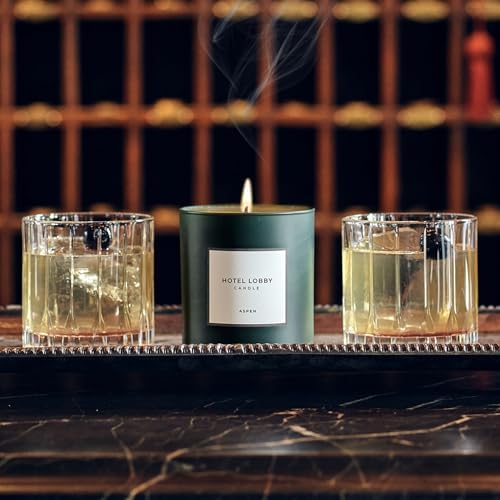 Hotel Lobby Aspen Candle – Luxury Hand-Poured 9.75oz Soy Wax with Cedarwood, Leather, Golden Embers, Smoke, and Pine – Infused with Essential Oils, 65-Hour Burn Time, Reusable Vessel, Clean Burn - Image 2
