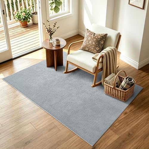 3x5 Light Grey Solid Area Rug Washable Non-Slip Soft for Bedroom Kitchen - Image 3