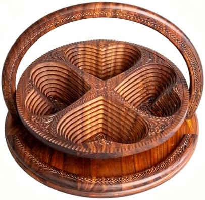 Handmade 12" Foldable Wooden Basket, Collapsible Fruit Basket by OXBZKMY