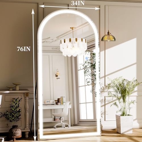GLSLAND LED Arched Full Length Mirror, 76"x34" Lighted Full Body Mirror - Image 7