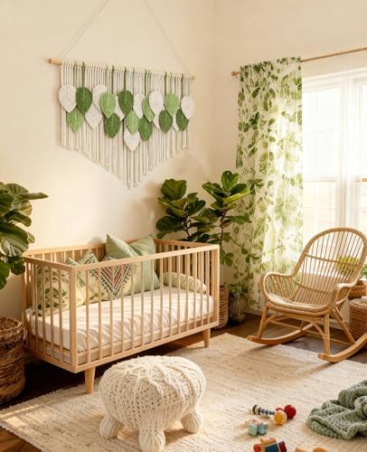 Tempospark Large Macrame Wall Hanging, 39" Wx29 L Boho Wall Hanging, Boho Chic Leaves Tassels Tapestry for Bedroom, Living Room, Dining Room, Nursery, Hallway, Balcony - Image 4