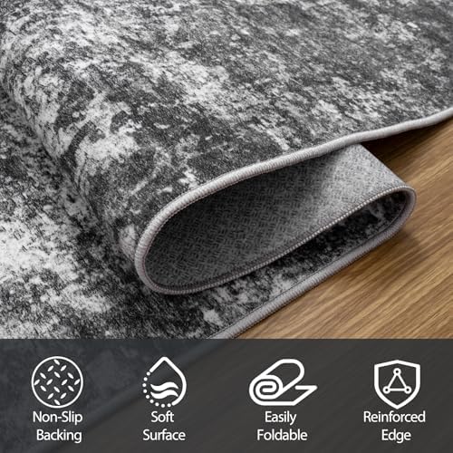 6x9 Area Rugs for Living Room Washable Bedroom Dining Room Black Grey - Image 4