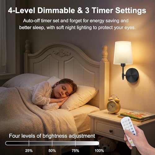 Battery Operated Wall Sconces Set of 2 with Remote Control, 15000mAh, Black - Image 5