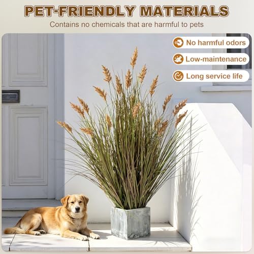 Faux Plastic plantas Synthetic Pampas Grass Indoor Outdoor Realistic Floor Plants pet Friendly Fake Grass for Home Office Wedding para Patio Front Artificial Grass Decor Housewarming Gift - Image 2