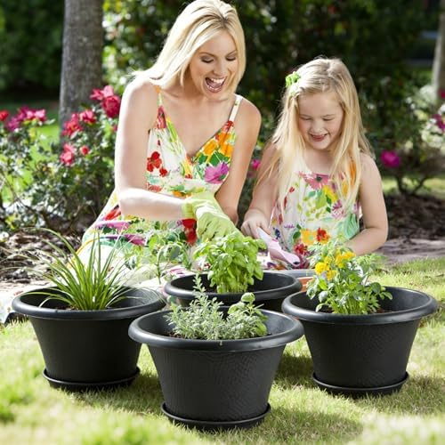 Quarut 12 Inch Pots for Plants,4 Pack Large Flower Pots with Drainage Hole - Image 5