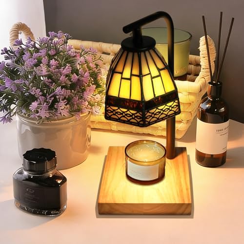 Tiffany Candle Warmer Lamp, Adjustable Height Wood Wax Melter by GlassCharms